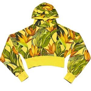 Adidas Farm Rio Crop Hoodie Floral Bird of Paradise Print Women M